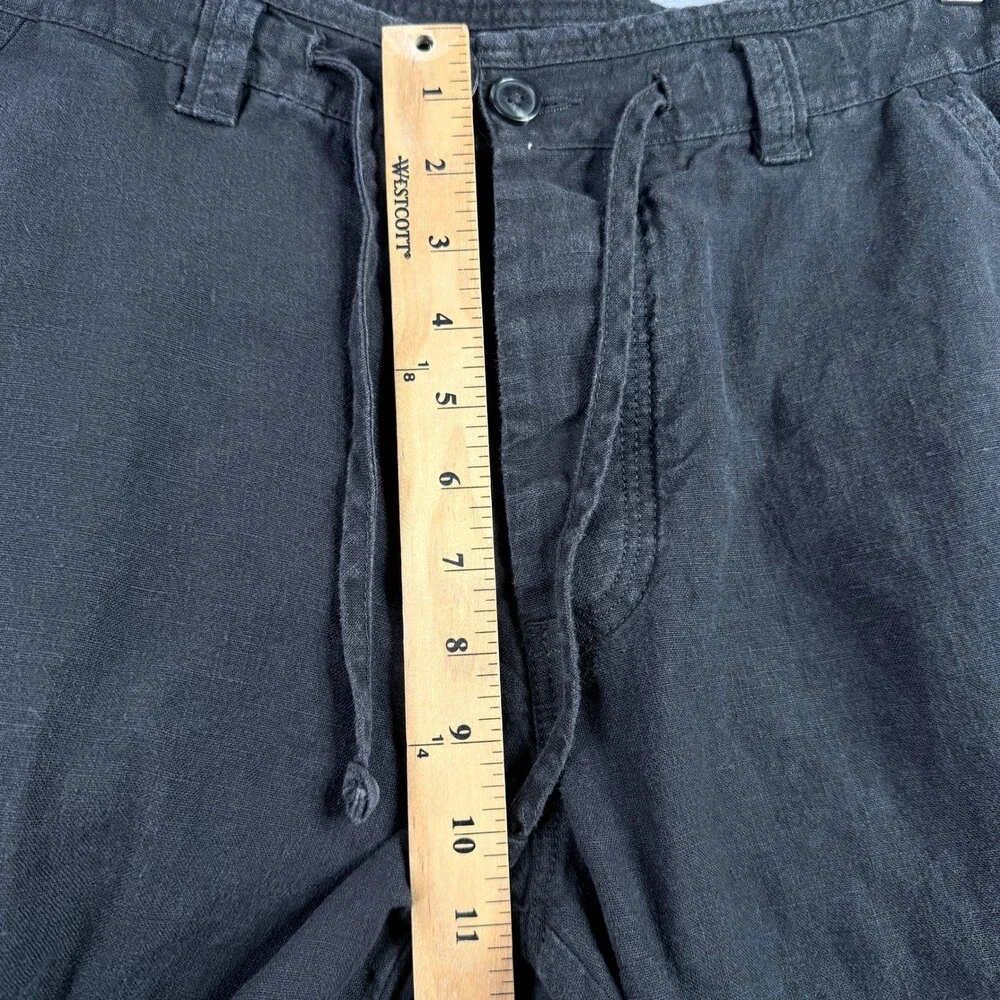 Murano Linen Pants Mens 35x32 Black Drawstring Button Fly Relaxed Beach